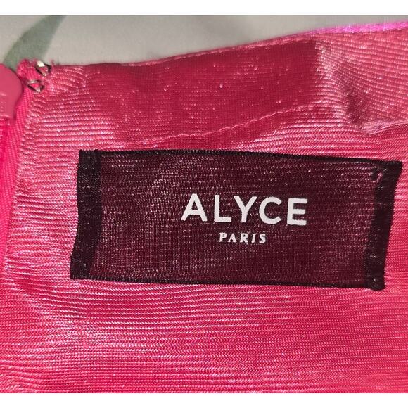 Alyce Paris One-Shoulder Sheath Hot Pink Mini Dress - Picture 7 of 8